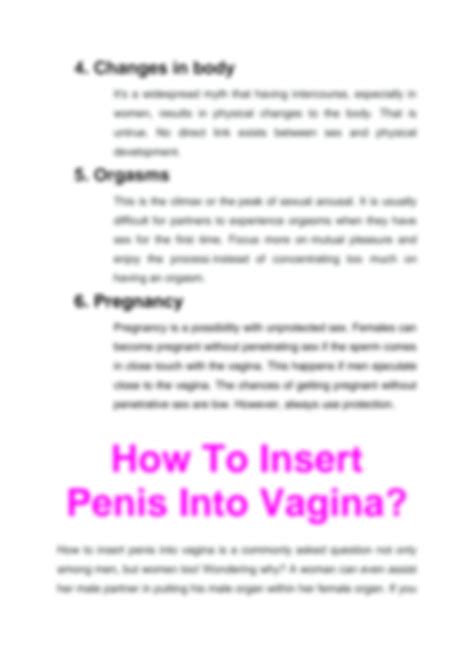 how to insert a penis into a vagina|How to Insert Penis Into Vagina